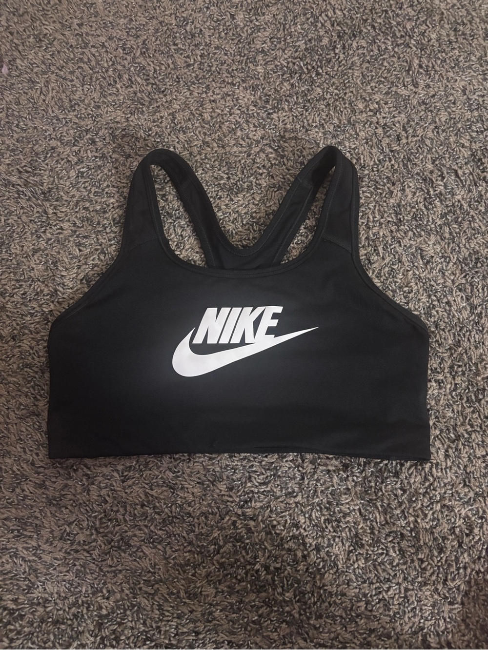 Nike Black Sports Bra with White Swoosh Logo